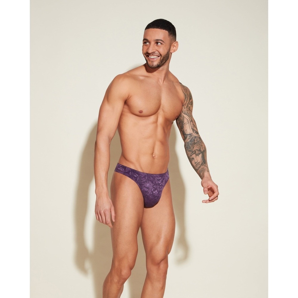 Cosabella Never Say Never Men's‎ Classic G-String Zaadi Purple Lace Thong S New